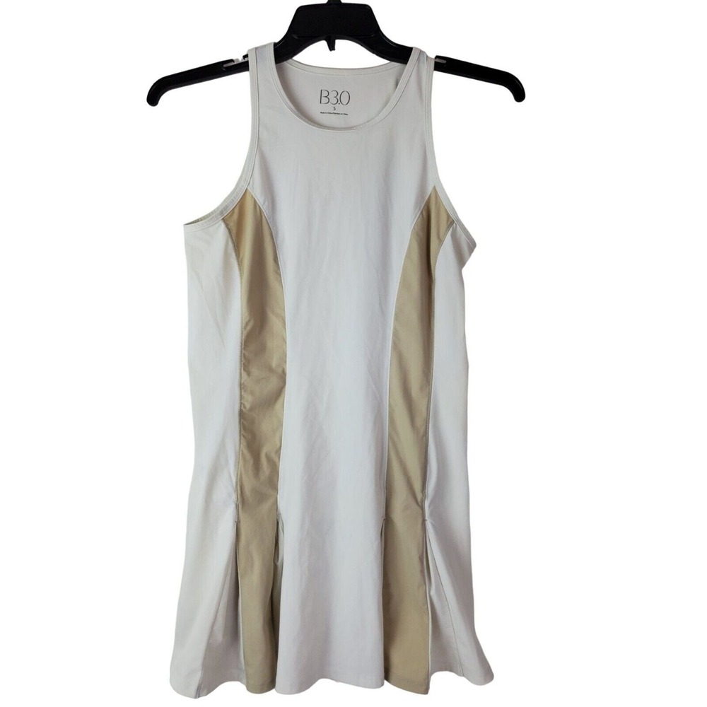 B3.0 Women's Tennis Athletic Workout Dress White Nude Ruffle Pleated Small - Picture 2 of 9